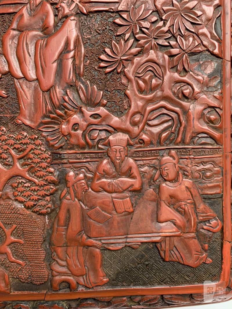 明 “黄成造”款剔红郭子仪祝寿图箱 - 图11